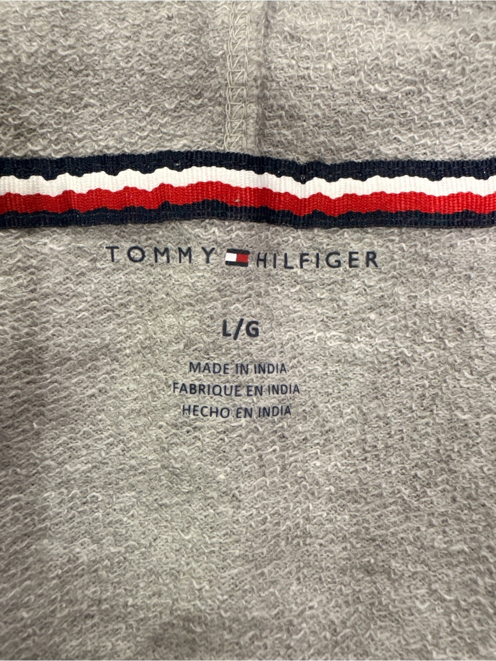 Tommy Hilfiger Gray V-Neck Cropped Sweatshirt with Red & Navy Trim - Picture 3 of 3